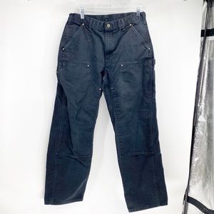 Carhartt BLK Dungaree Fit Duck Wash Canvas Double Knee Front Work Pants rugged